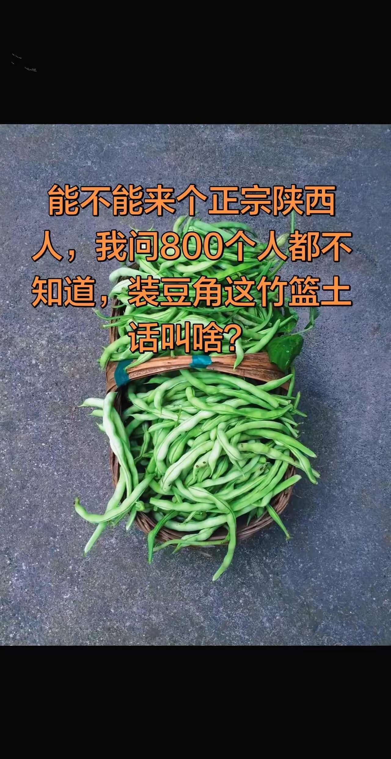 能不能来个正宗陕西人，我问800个人都不知道，装豆角这竹篮土话叫啥