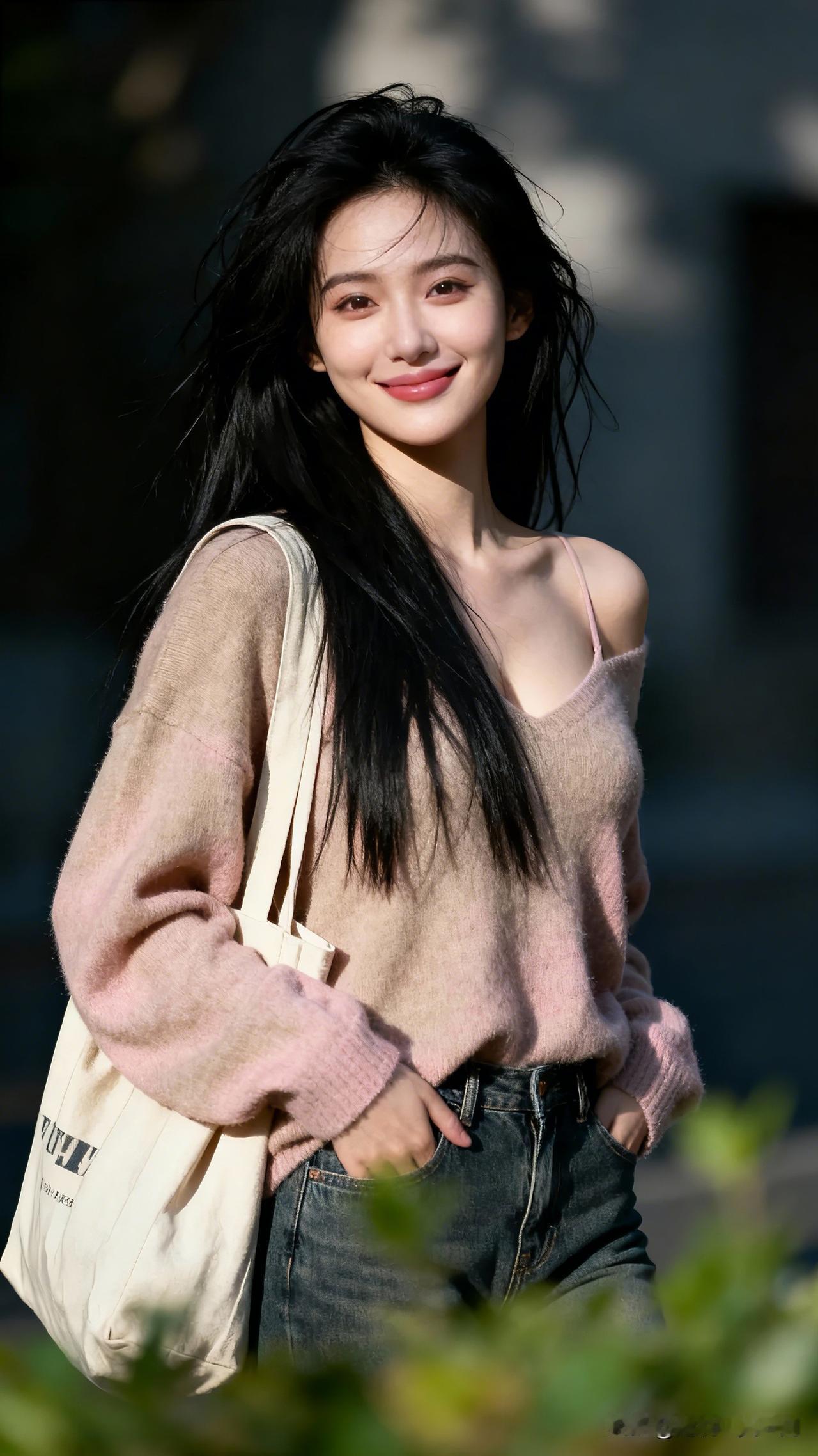 月色如水，美人如画。都市夜景下的时尚少女，温暖气质，优雅迷人。