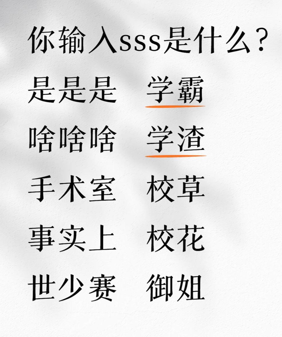 当你打sss时，弹出来的是什么？我是：速速速。看来我很急~