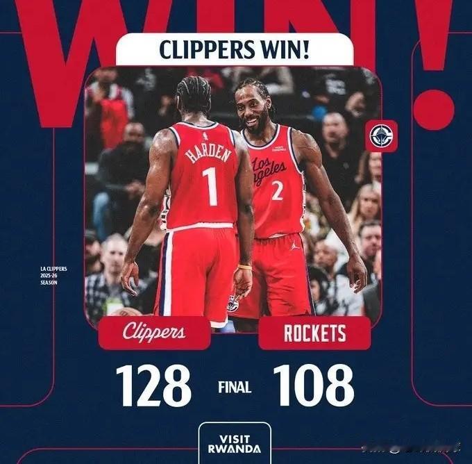 快船官方真是特别会来事！今天快船在主场以128：108大胜实力强大的火箭，获得了