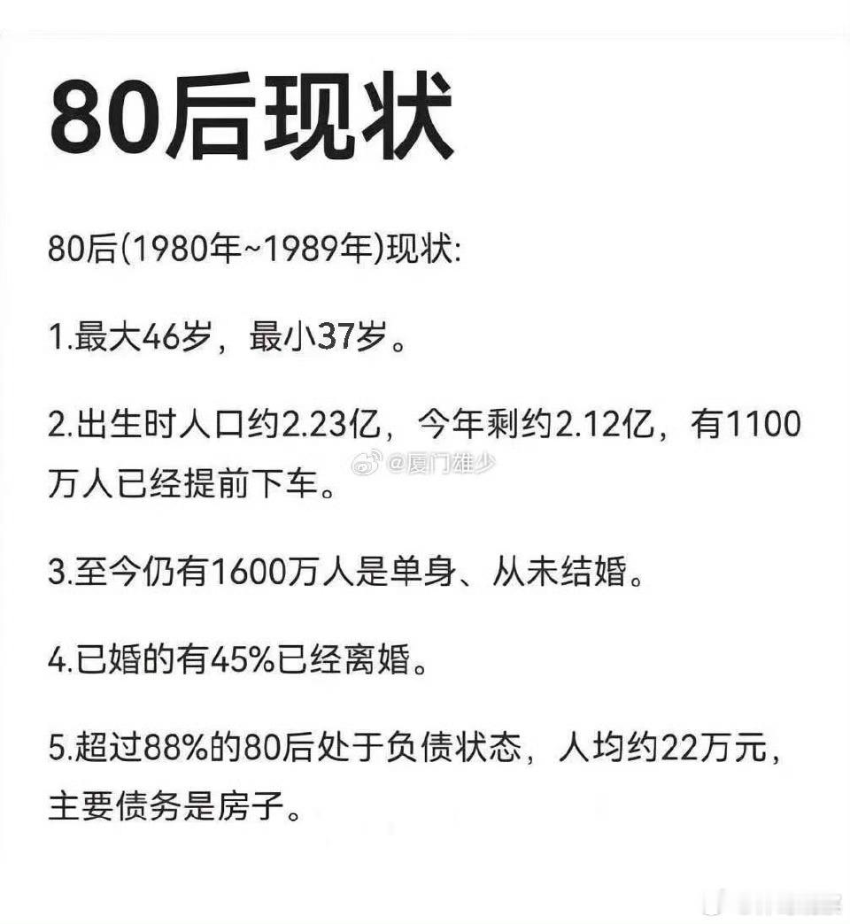 80后现状，第五点有点震惊，大家是这样的吗？