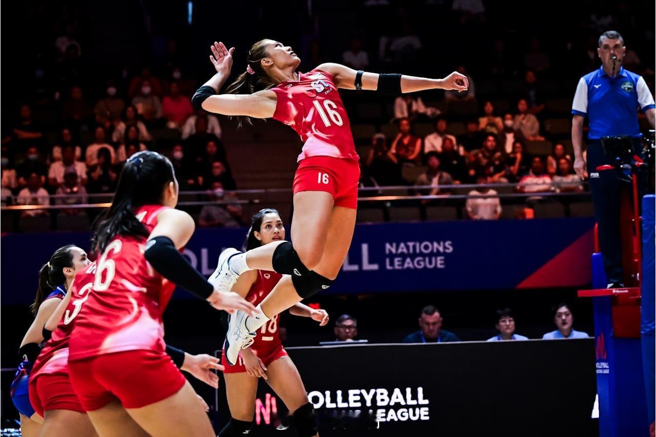 世联赛北京站，波兰女排3比0泰国女排（25-2226-2425-22），泰国