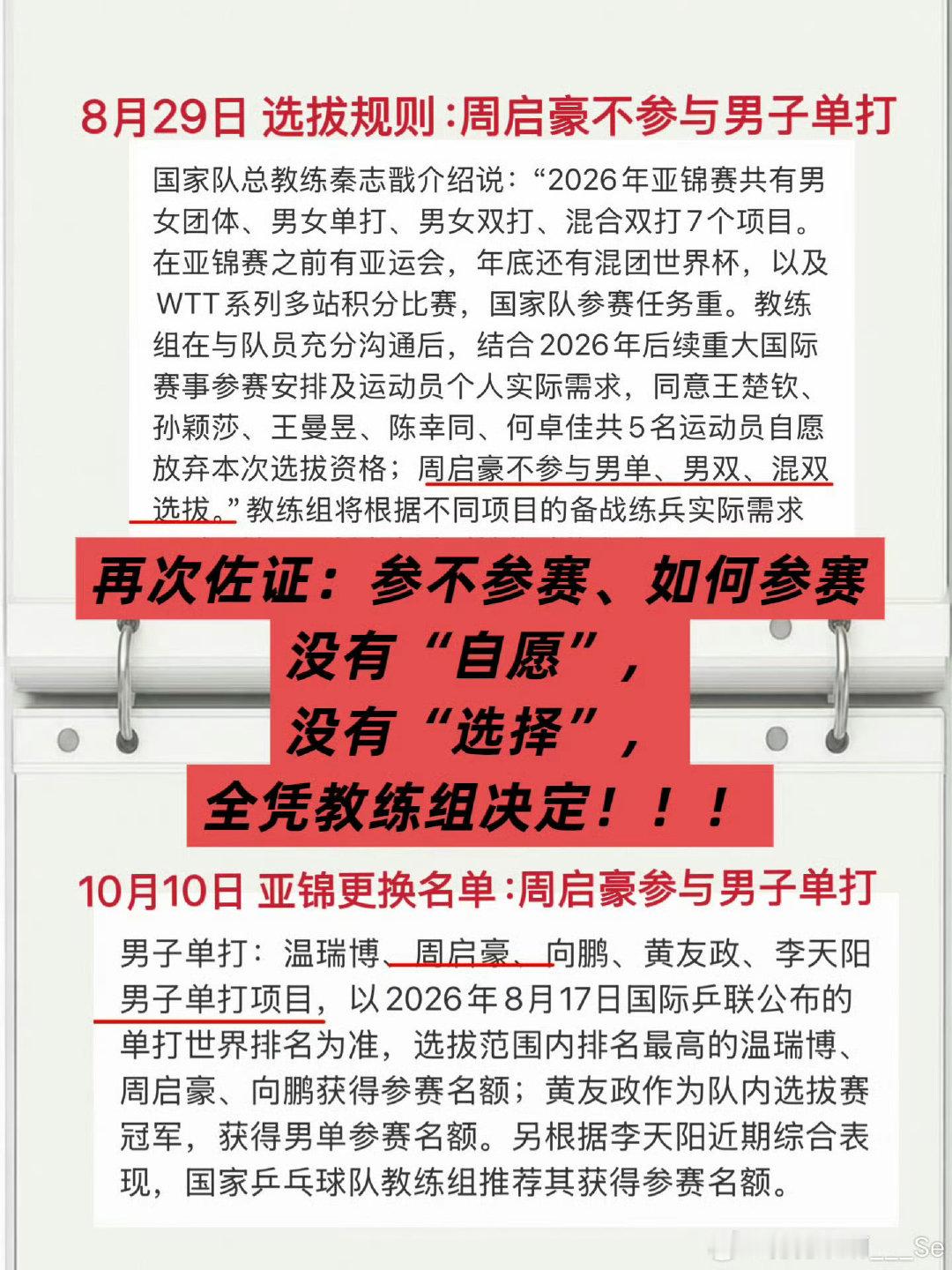 #国乒调整亚锦赛名单#看来乒协真的改变了呢！原来都从来没怎么重视过运动员的身体状况！以后也请多关注运