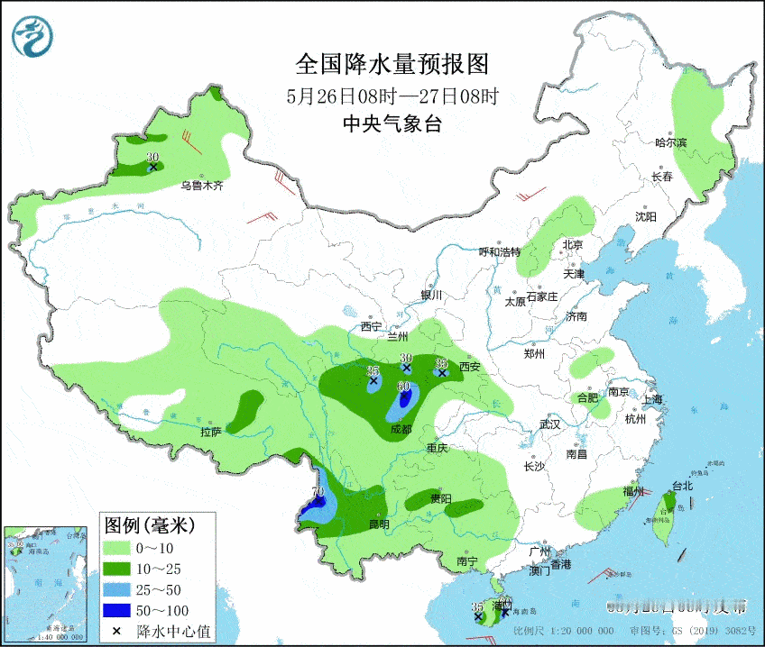 【一周天气北热南雨】本周（5月26日-6月1日），北方大陆暖高压脊东移，西北华