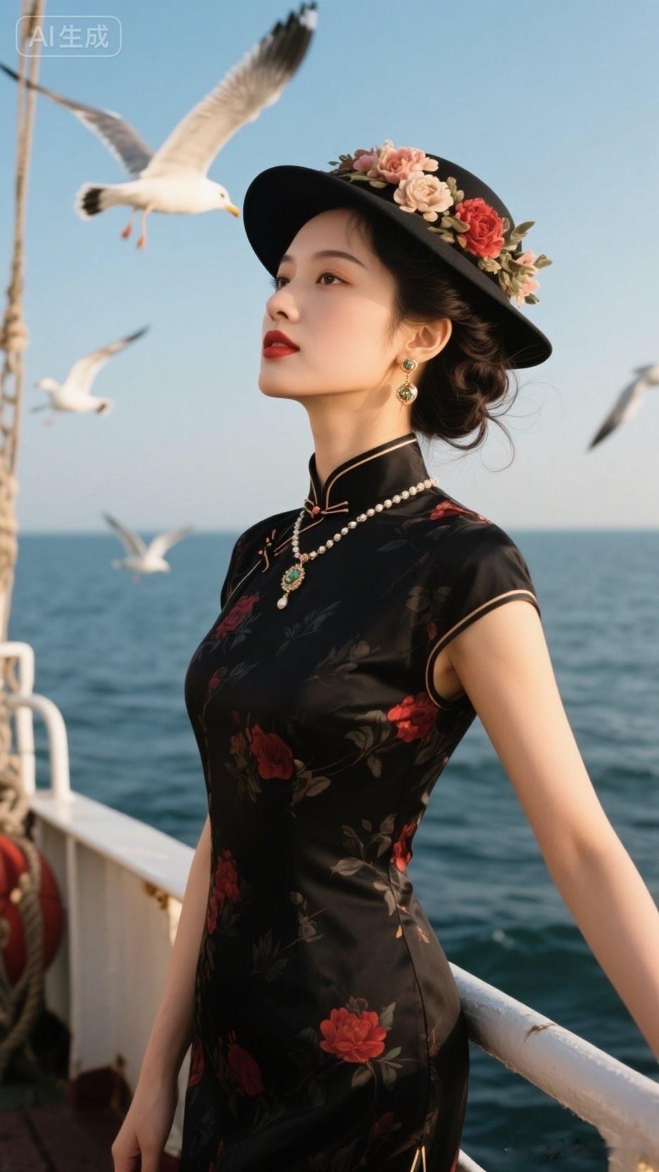 这美女穿旗袍好漂亮，像电影明星。