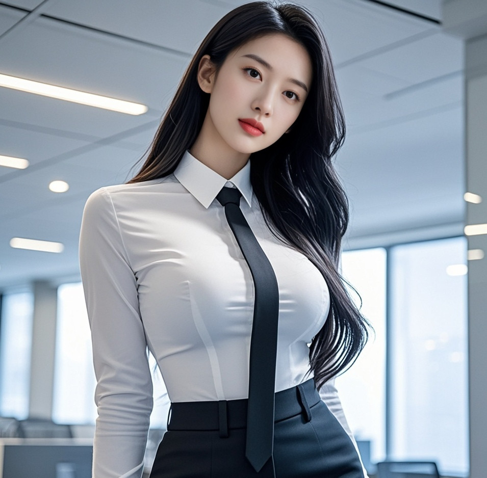 职场佳人气质佳，衬衫束腰臀如花