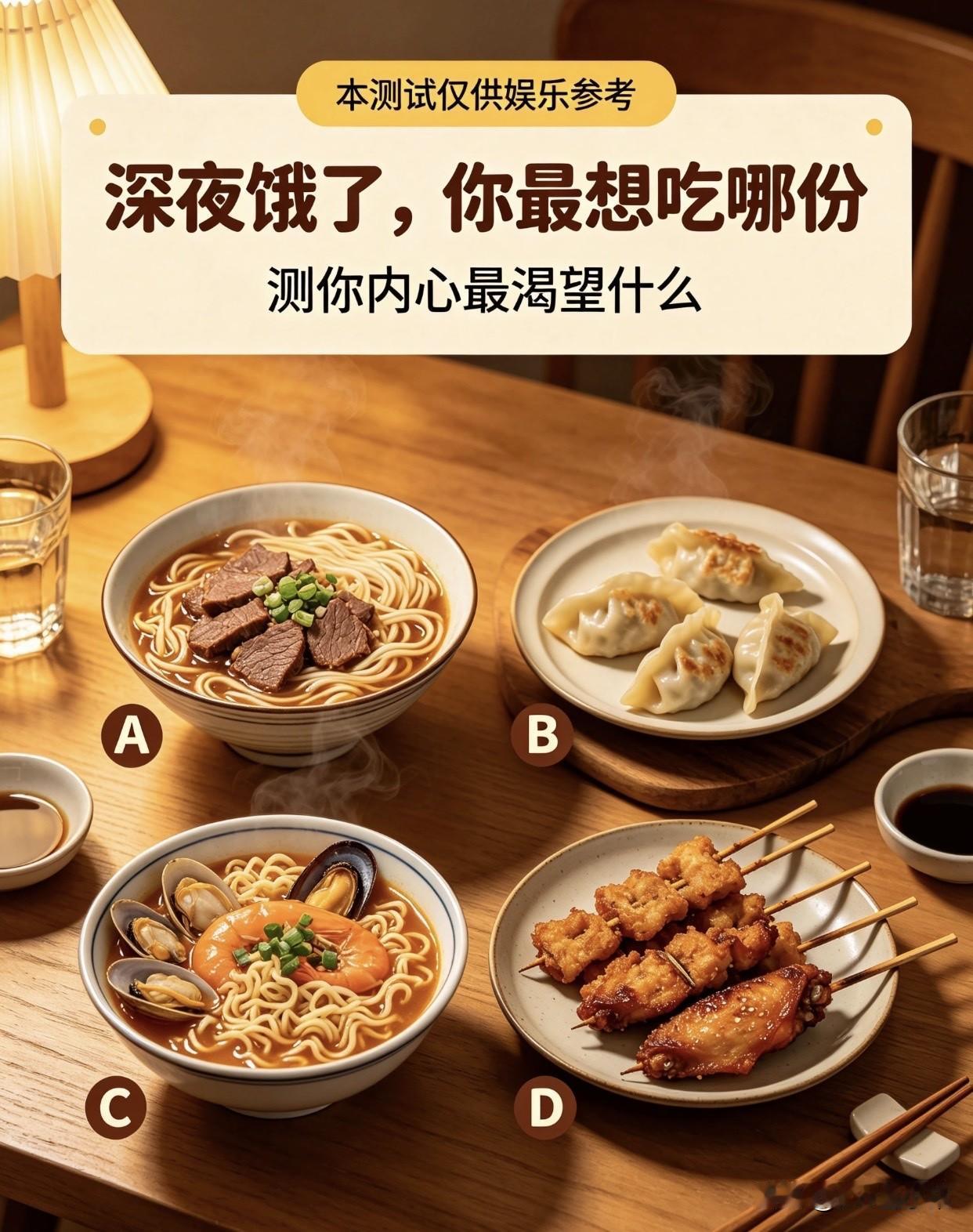 深夜饿了，你最想吃哪份测你内心最渴望什么