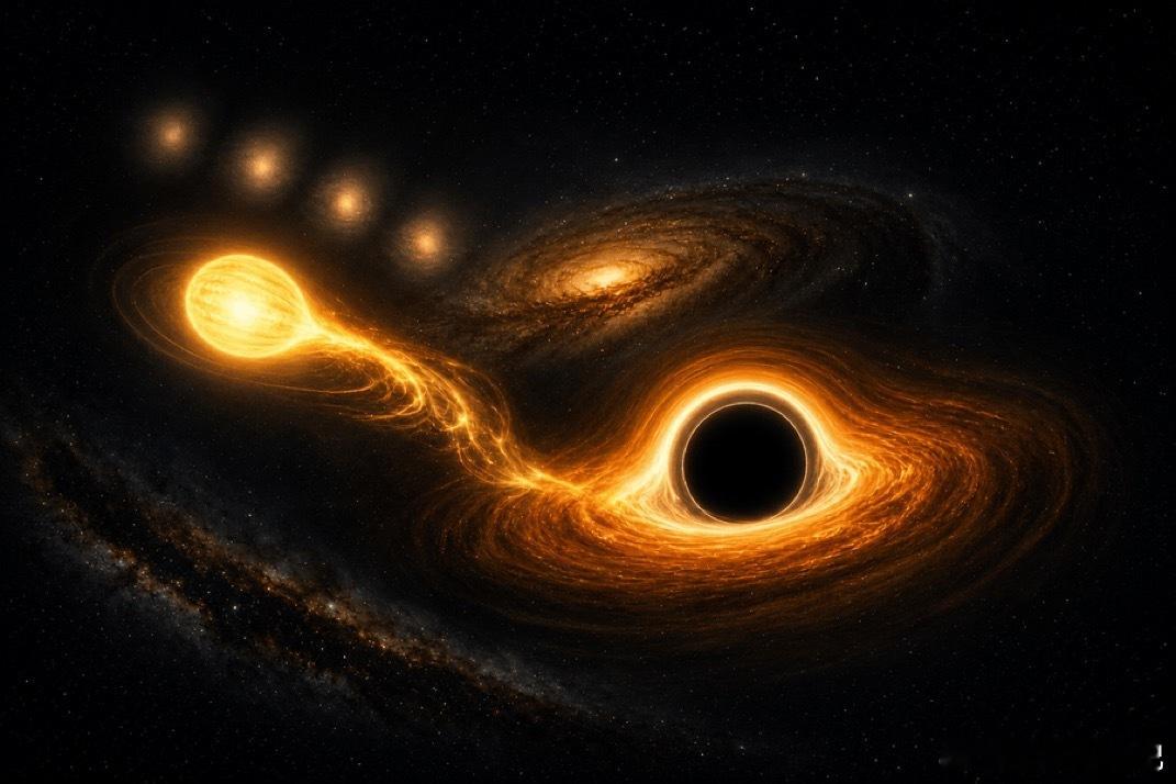 有时，一颗恒星在第一次掠过超大质量黑洞时并不会死亡。它只会失去一层外壳，然后沿着