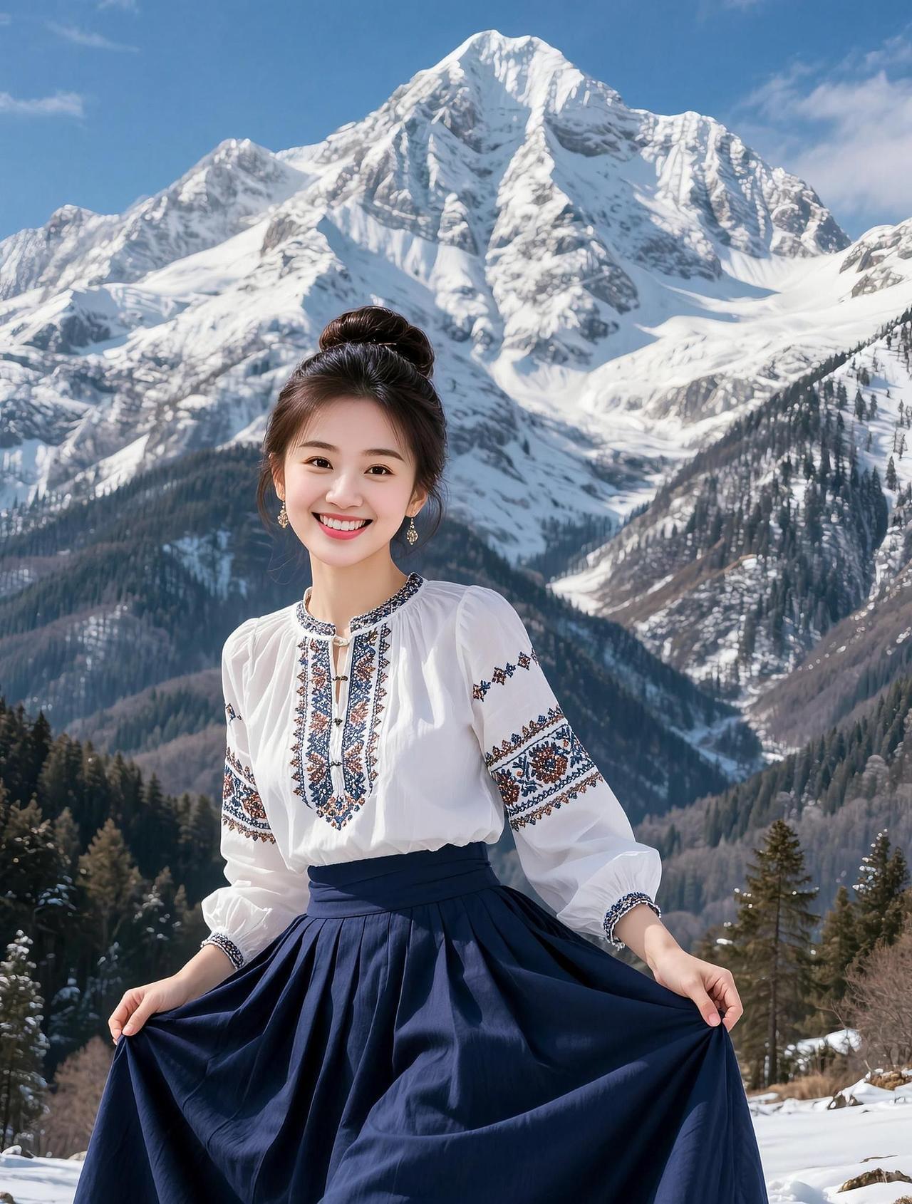 雪山民族风写真抖音ai创作可仙可萌可御姐