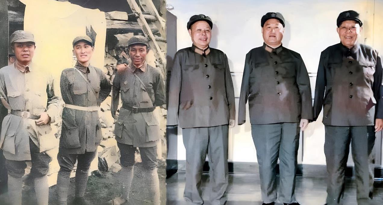 一九三九年，三位独臂军人在延安合影。三位独臂将军左起分别是彭青云、左齐、晏福生。