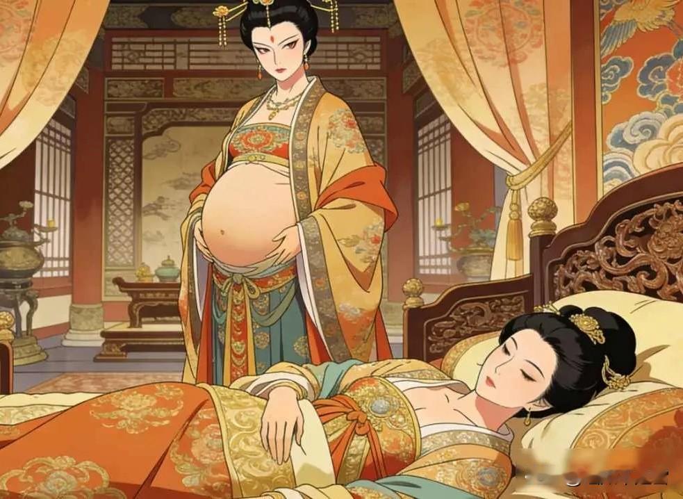 665年，大着肚子的武则天在李治床上看到了亲姐姐武顺。武则天恨恨地对武顺说：“如