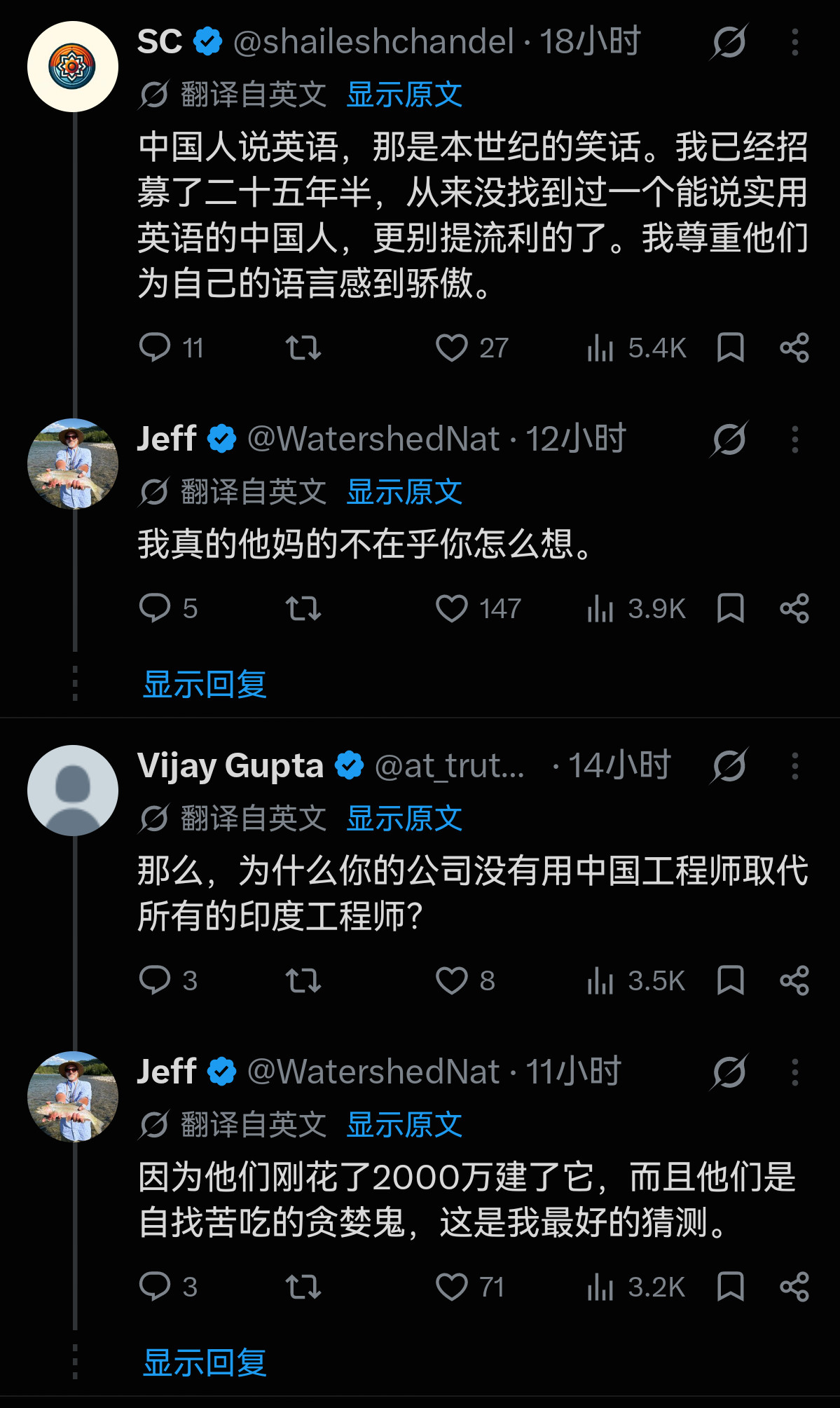 外企白人电气工程师对比中国团队和印度团队​​​