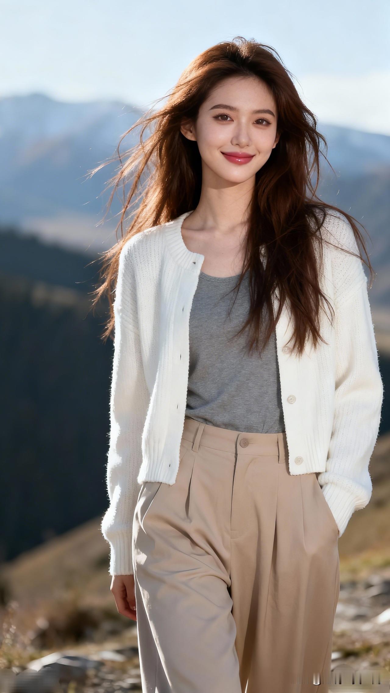 山间漫步，温柔时光。美女的美丽瞬间分享