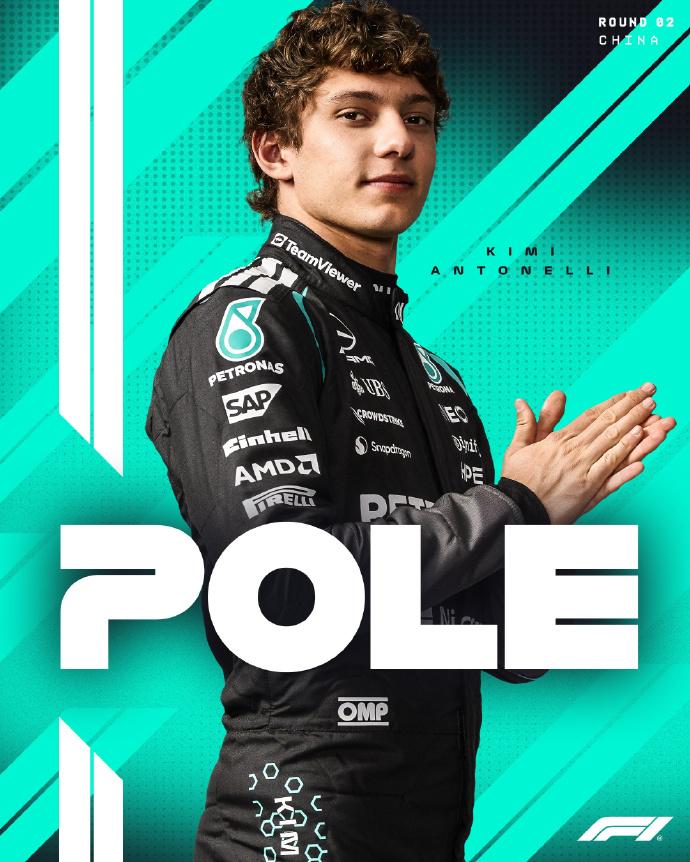 19岁的安东内利在F1中国大奖赛一鸣惊人，凭借1分32秒064的圈速斩获生涯首个