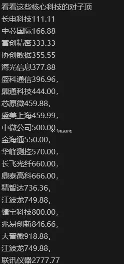 这样一批科技股是要见顶了吗？怎么齐刷刷的对子顶信号呢。对此大家怎么看？科技股一次