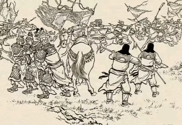 “你们顶住，我们先撤。”此图展现了一场战斗场景，双方刀来枪往激烈搏杀...