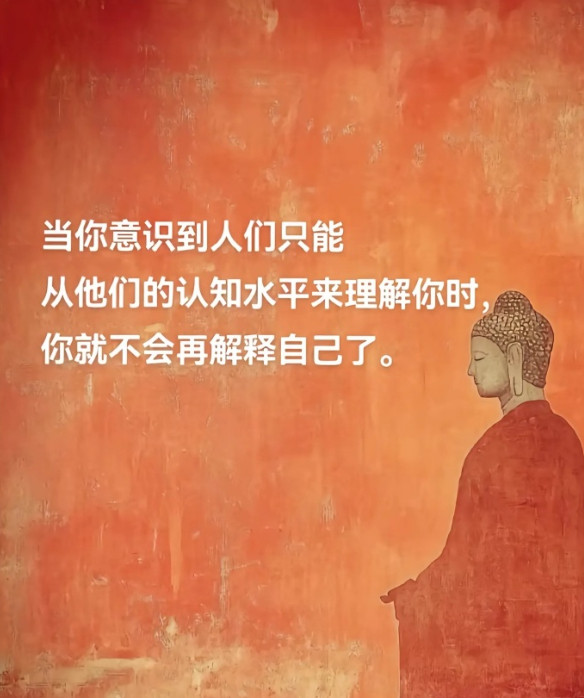 当你意识到，人们只能从他们的认知水平来理解你时，你就不会再解释自己了。