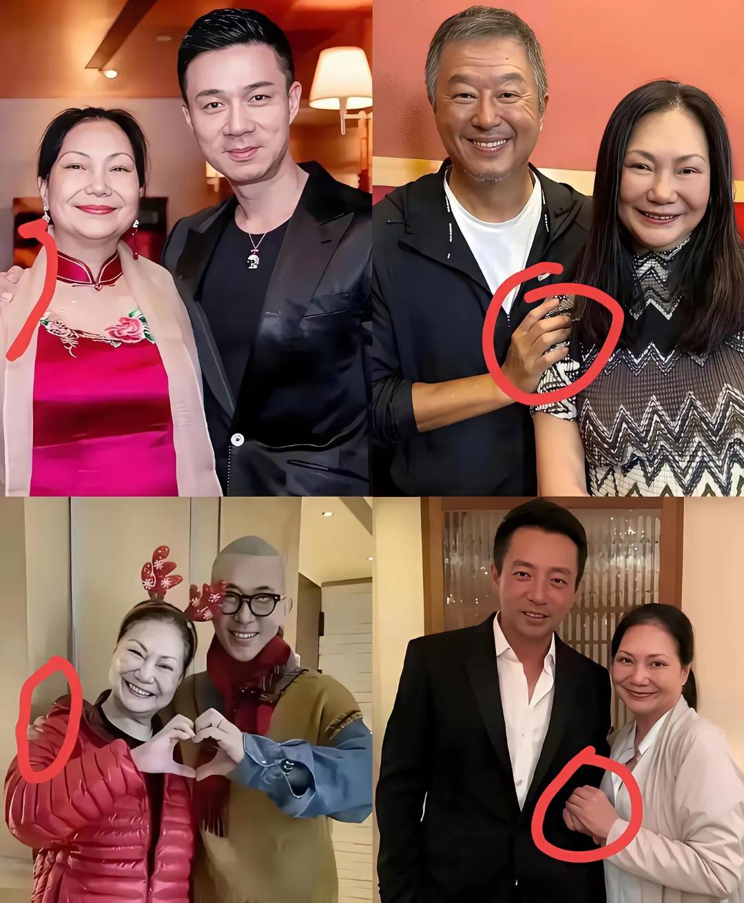 看汪小菲和前丈母娘那张合照，越看越有意思。别人跟S妈合影，胳膊搭肩、搂腰都