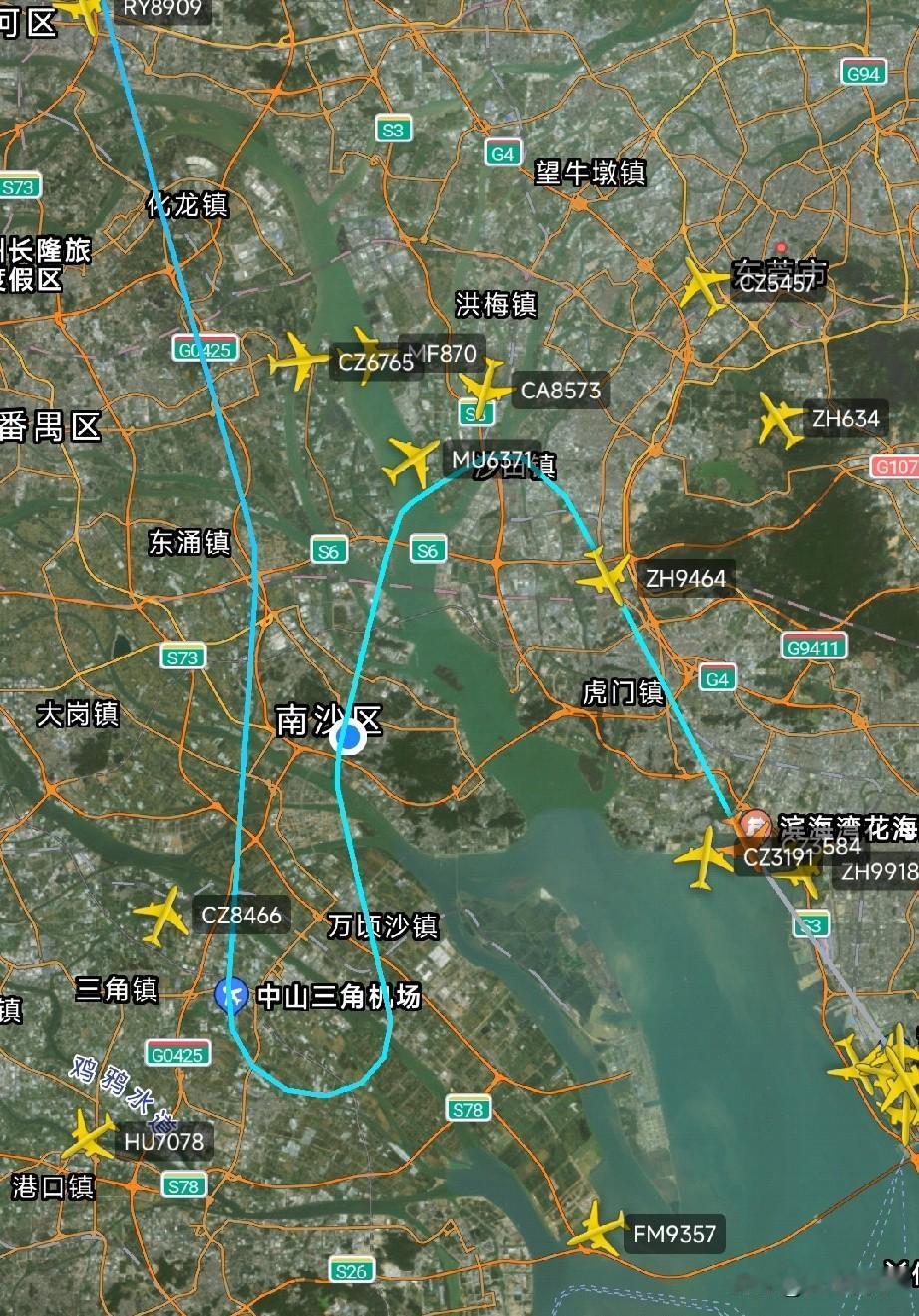 一直搞不懂飞机为什么要这么飞，你说降落需要逆风，所以从南边过来要拐弯南沙的话，我