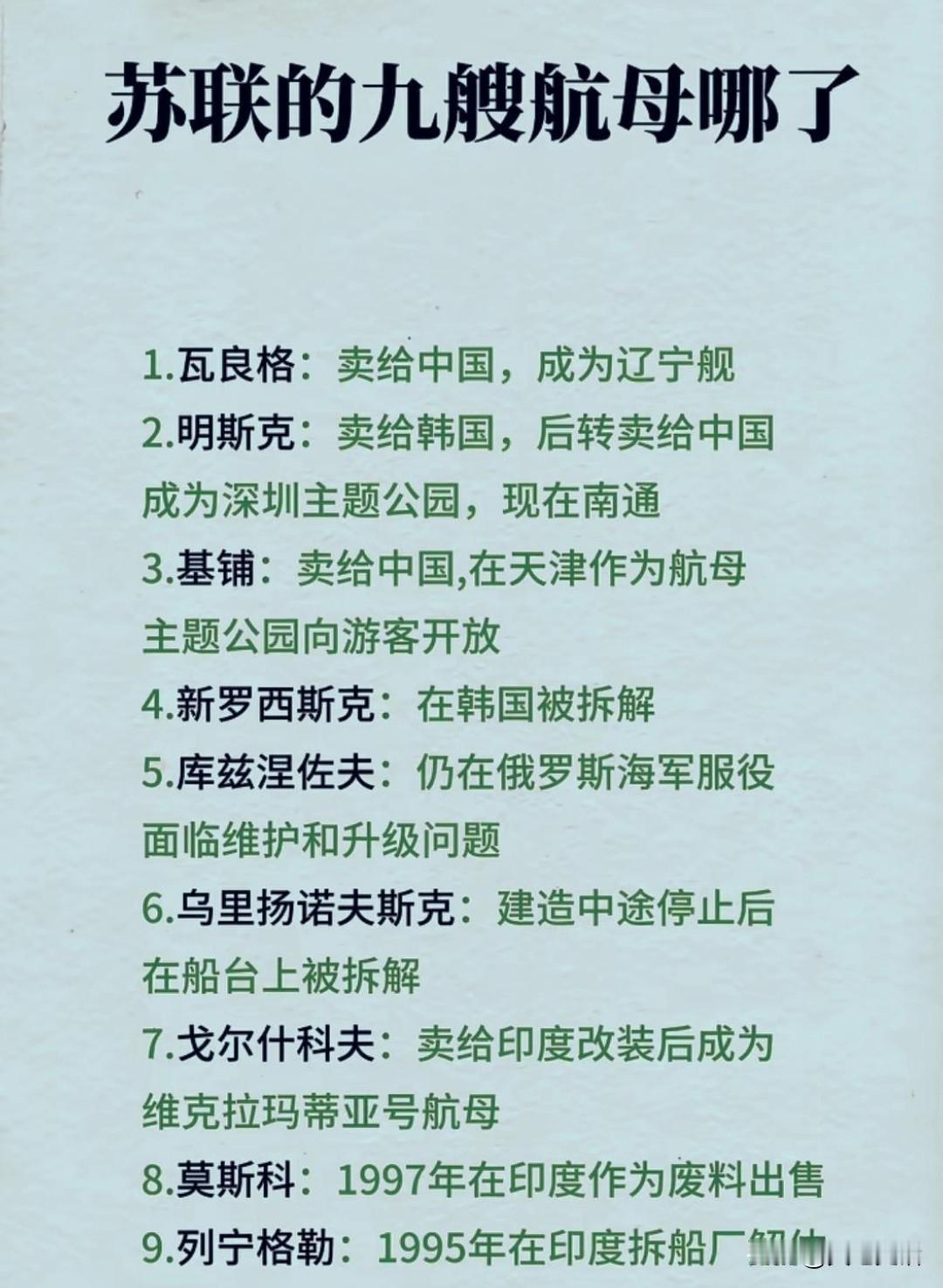 世界各国航母数量排名，苏联的9艘航母去哪里了？航空母舰代表远洋海军实力。8
