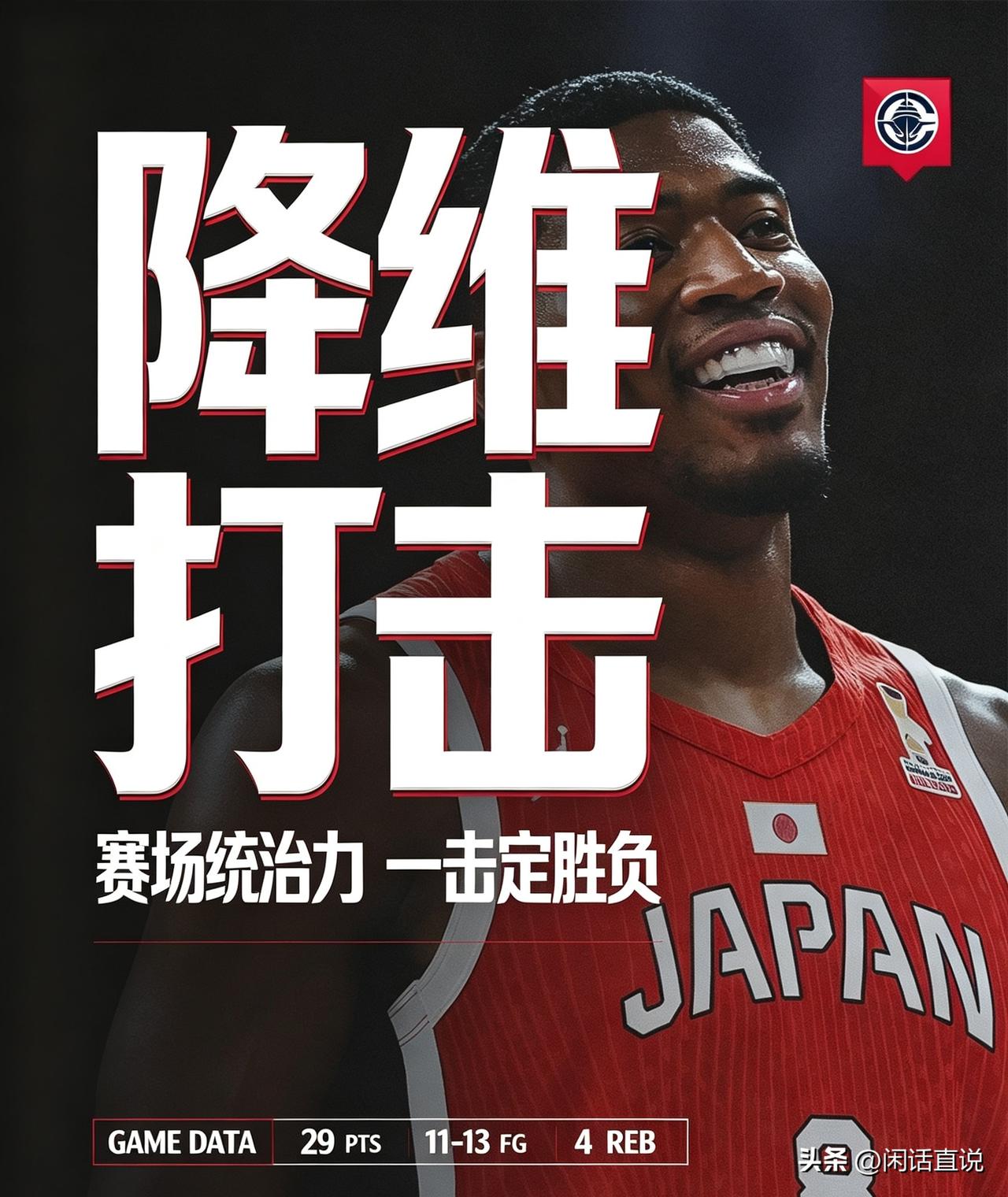 世预赛，日本大胜沙特，八村塁降维打击！106-78，日本大胜沙特，战绩积分超过