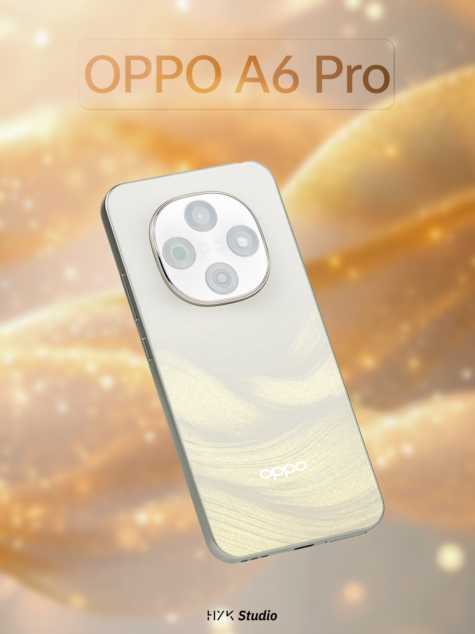 HYK图赏｜OPPOA6Pro流水生金配色，金色纹理配上闪光砂工艺，有种日出