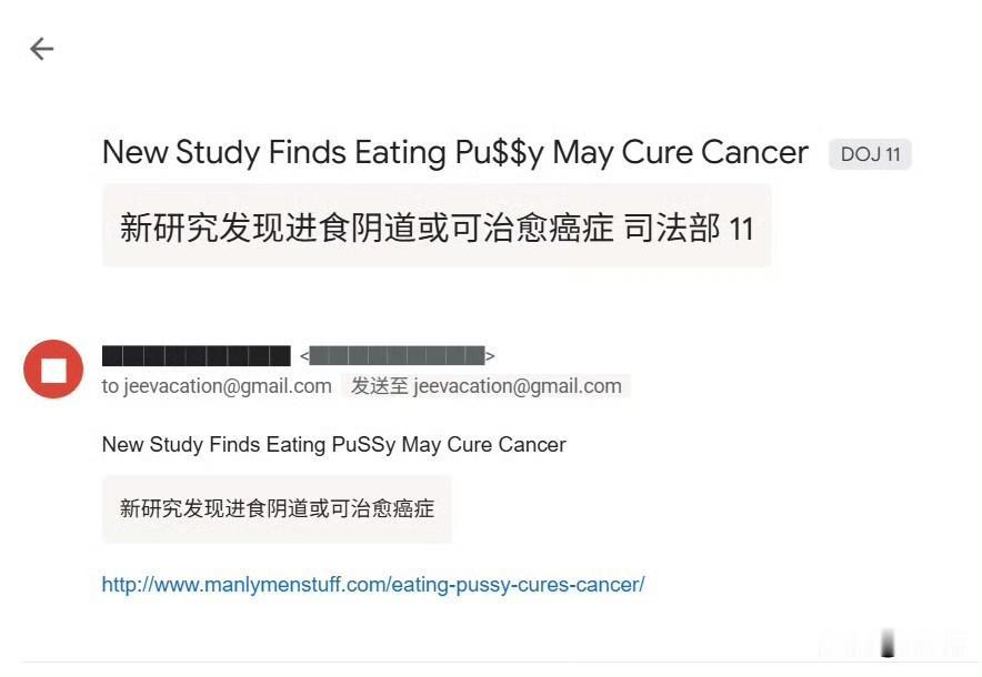 美国媒体报道：爱泼斯坦档案EFTA02474835.pdf记录了一封被隐去发