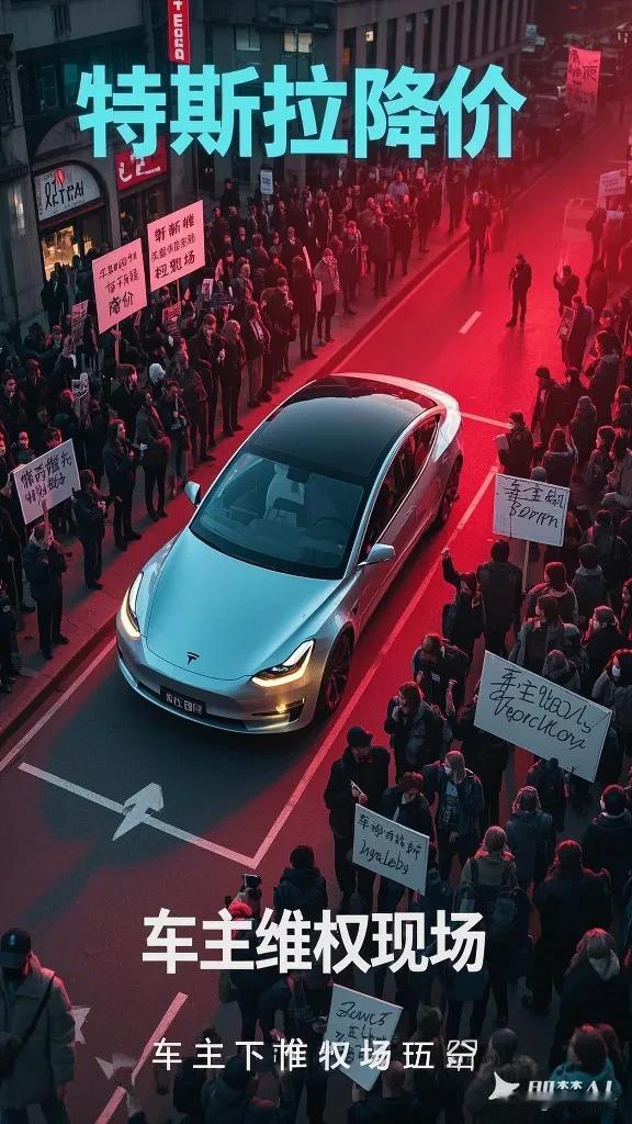 突发！特斯拉Model3直降4.2万，车主拉横幅维权：才买一周亏哭！