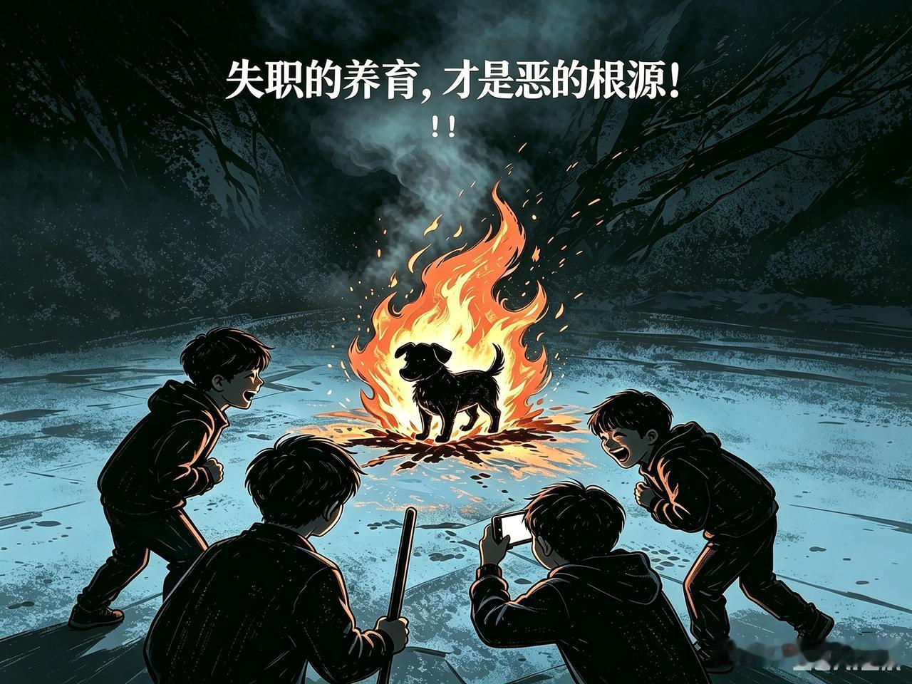 看完广东揭阳几名少年虐杀、焚烧母犬与幼崽，嬉笑着拍下视频四处炫耀的新闻，我脑海里
