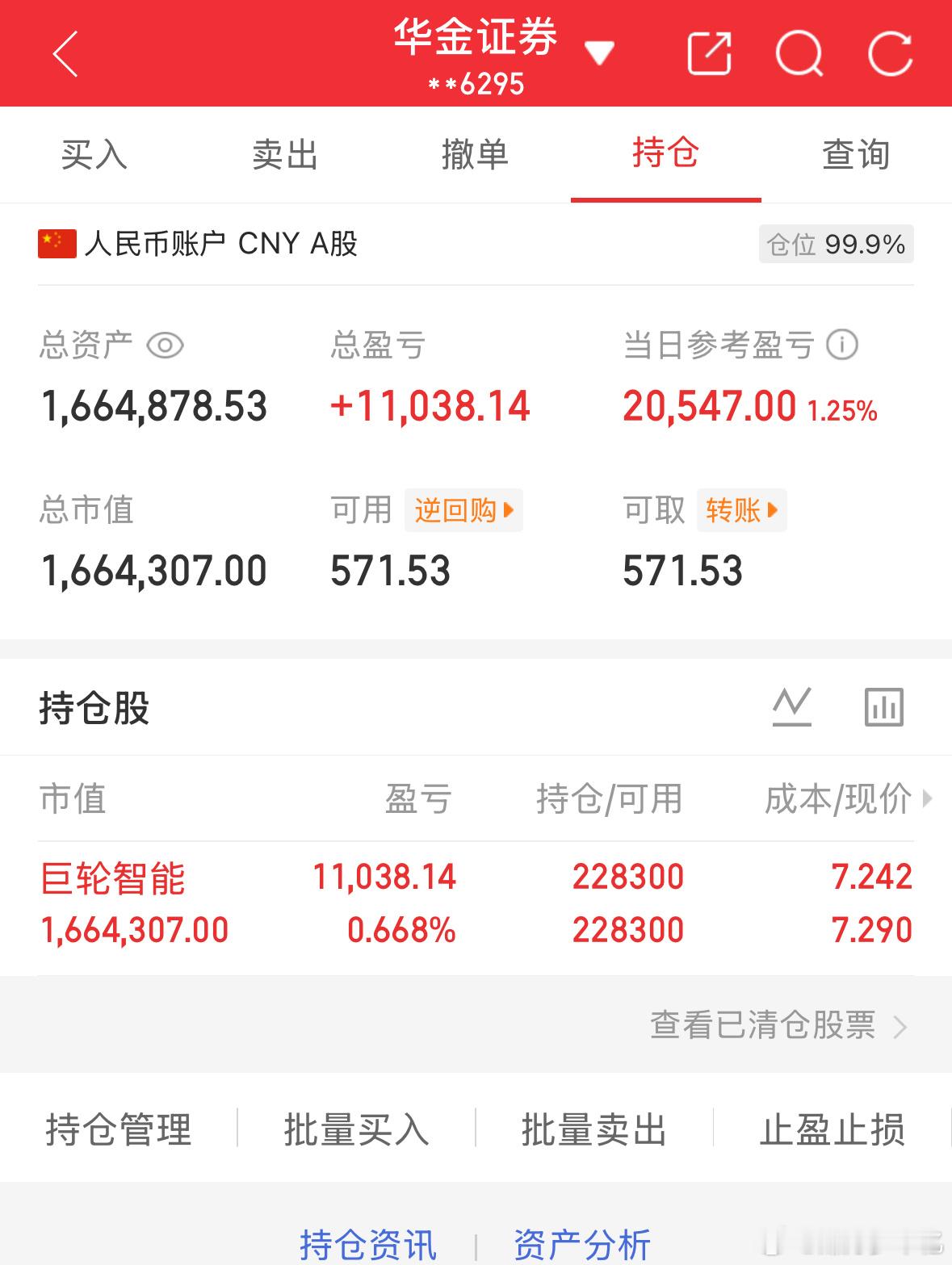 5.13记录炒股第143天（初始50万）总资产：1664878当日参考盈亏：+2
