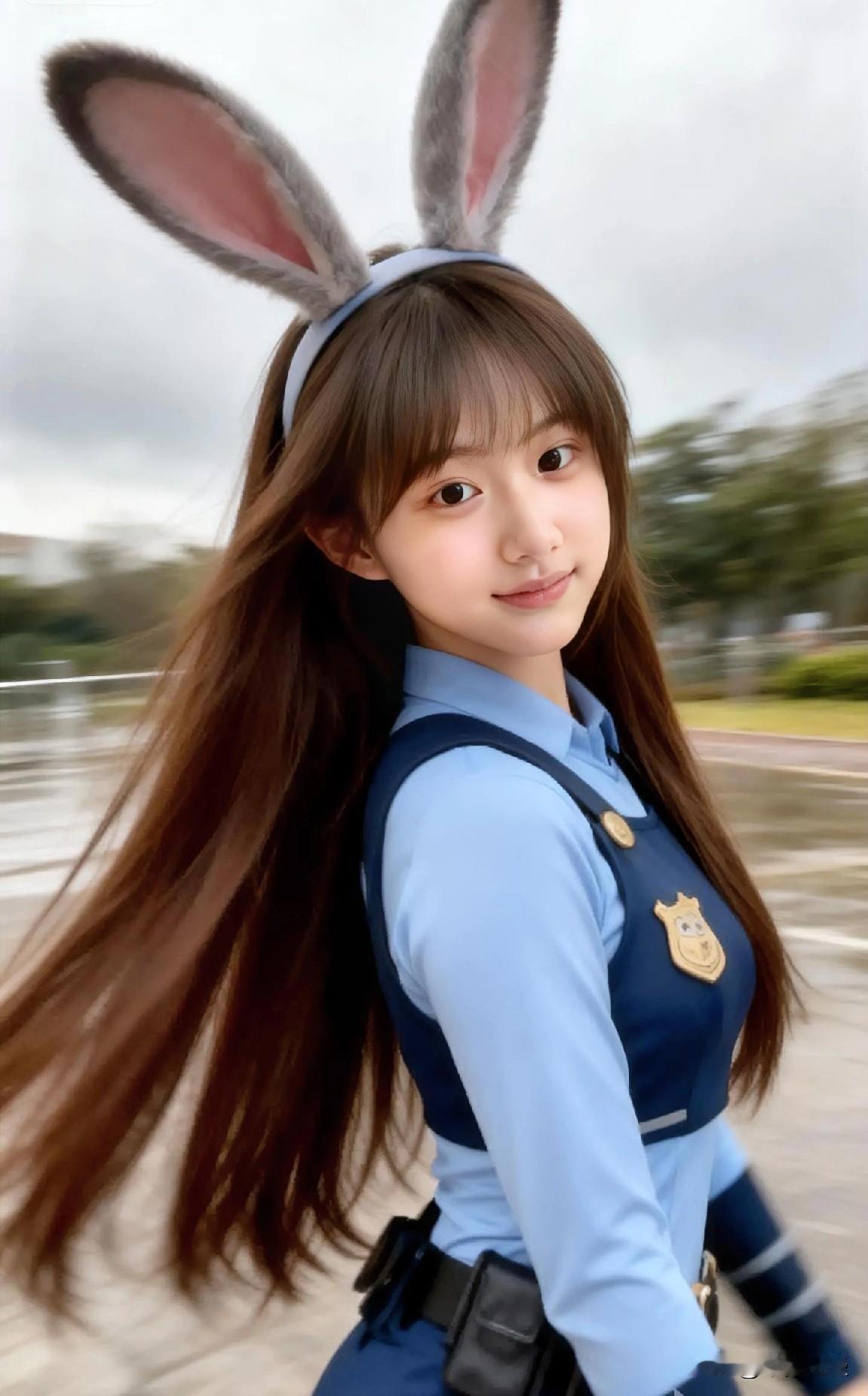 兔耳警察少女开启元气满满的一天！🐰👮‍♀️怎样穿搭能显示出温柔的女生气质?