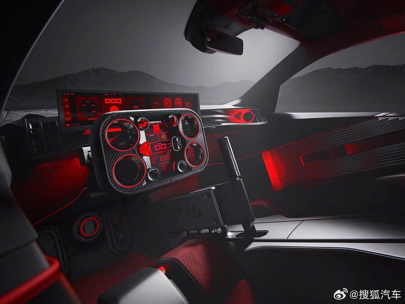 【标致E-T16概念车官图未来感十足！】该车型致敬经典车型205T16，采用