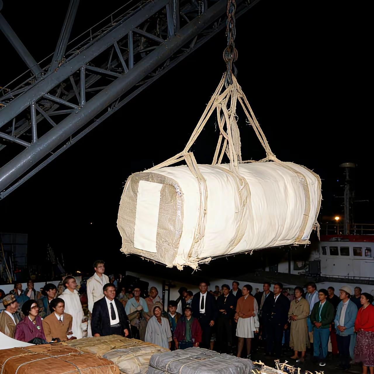 杜月笙的棺材被运到台湾时的情景，当时还有不少人来迎接，可见这个人当时的影响力，本