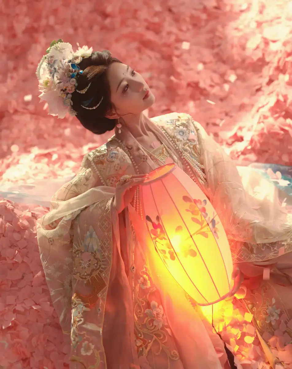 毛晓彤化身花神仙气灵动提笔绘花灯温婉治愈