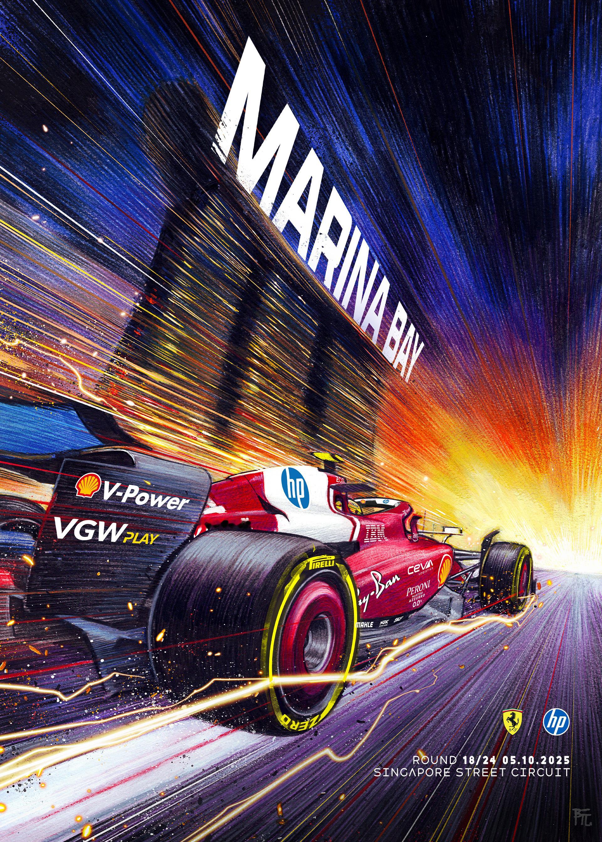 新加坡大奖赛法拉利车队海报F12025F1新加坡大奖赛​​​