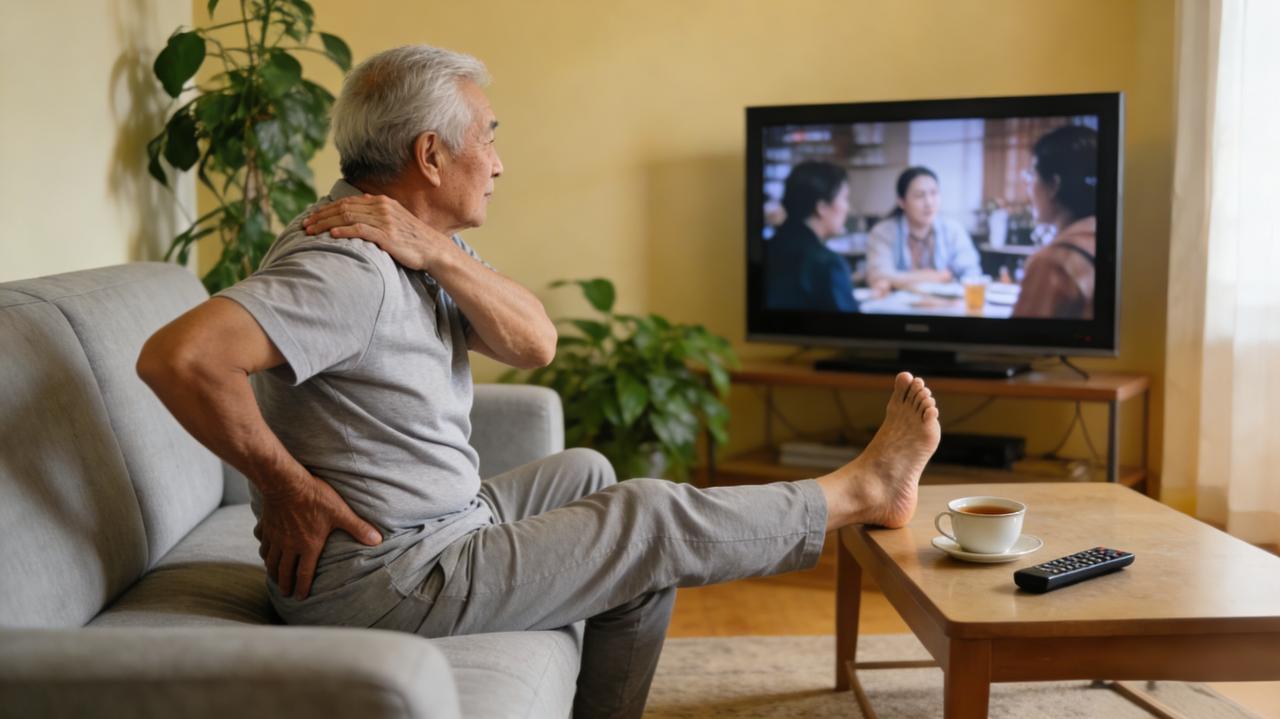 中老年人总爱坐着看电视，一坐就是大半天，浑身发僵还没精神？别让追剧时间白白溜走，