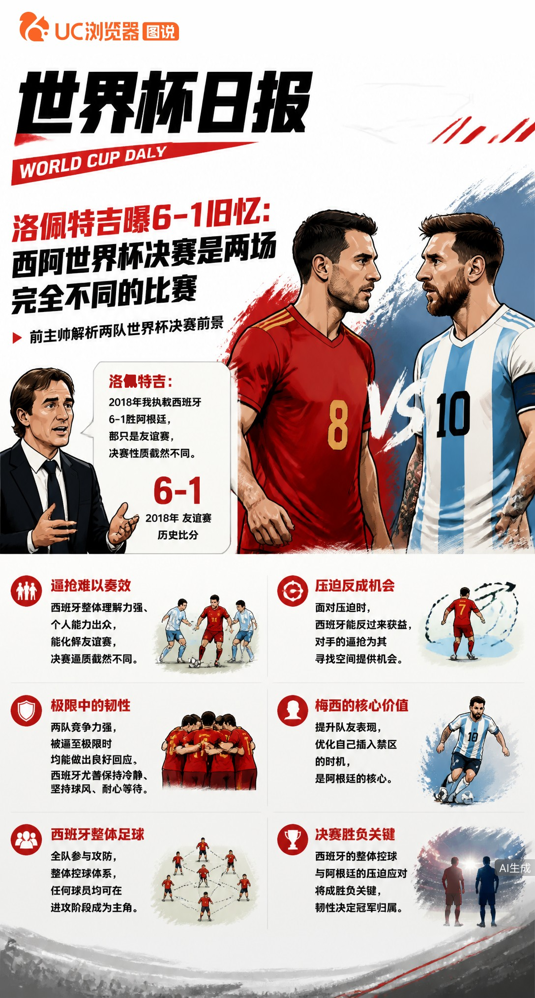 洛佩特吉曝6-1旧忆：西阿世界杯决赛是两场完全不同的比赛