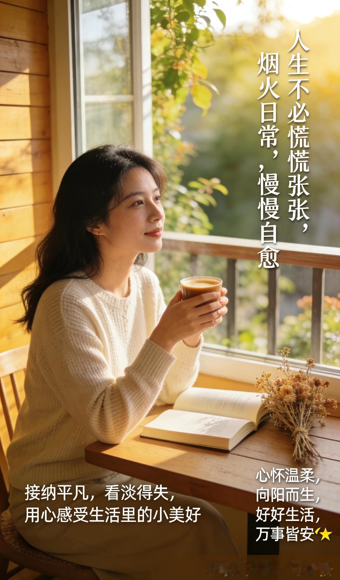 人生不必慌慌张张，烟火日常，慢慢自愈。接纳平凡，看淡得失，用心感受生活里的小美
