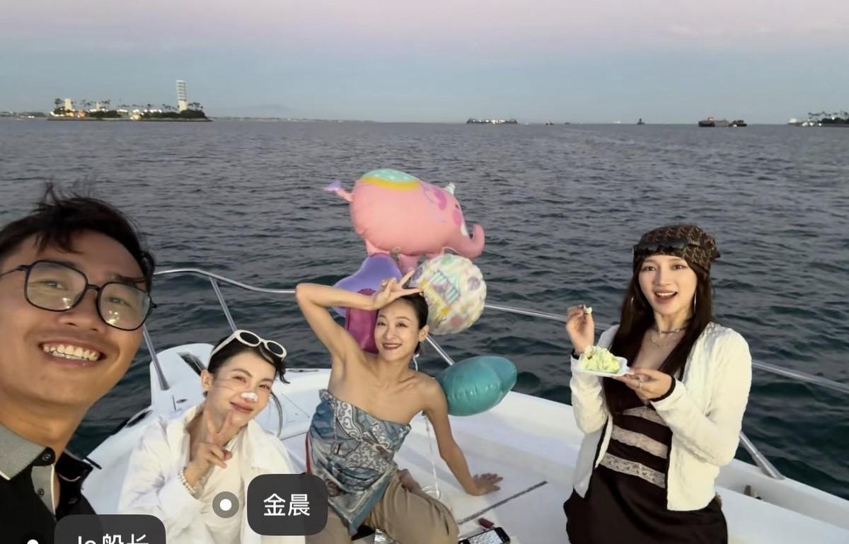 一个国内女明星，跑到美国过35岁生日，还雇了条船请一帮朋友出海。美国那边的网友把