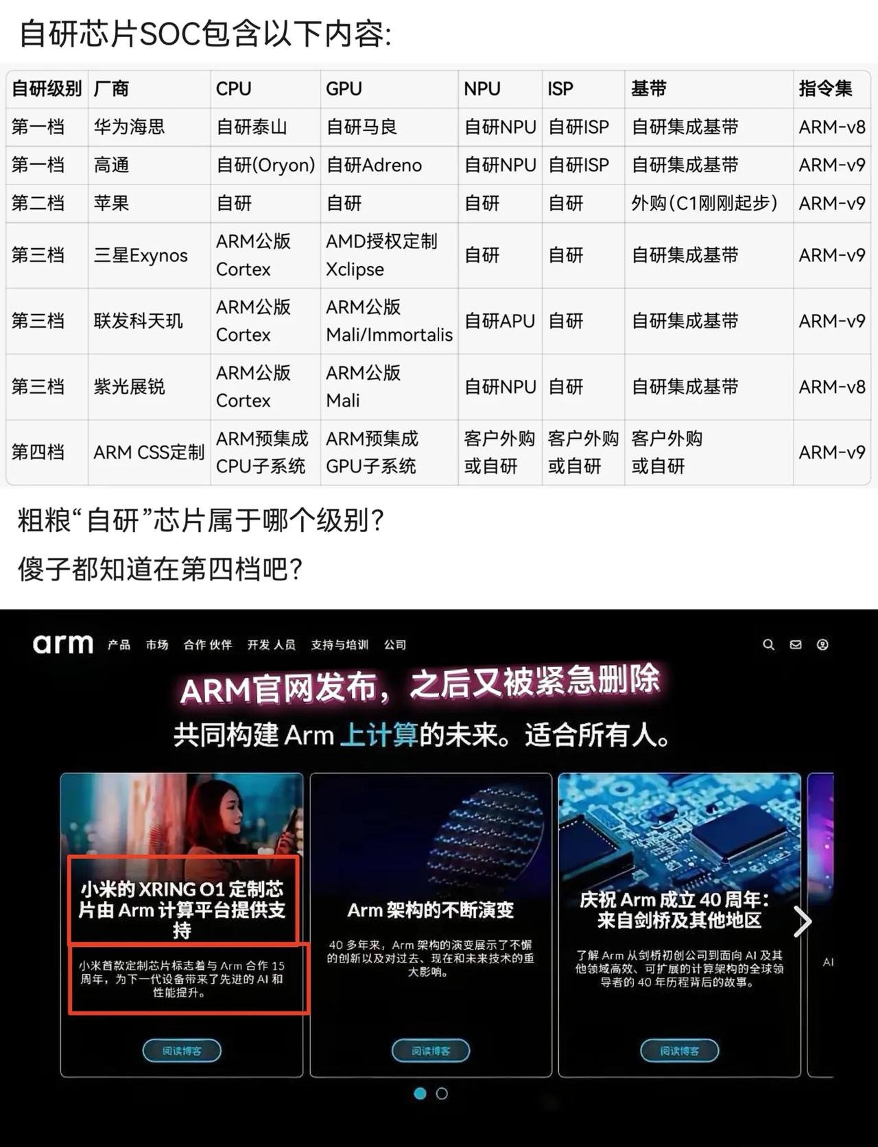 全世界自研芯片等级谁是真牛逼？谁是假牛逼？华为麒麟芯片玄戒SOCArm