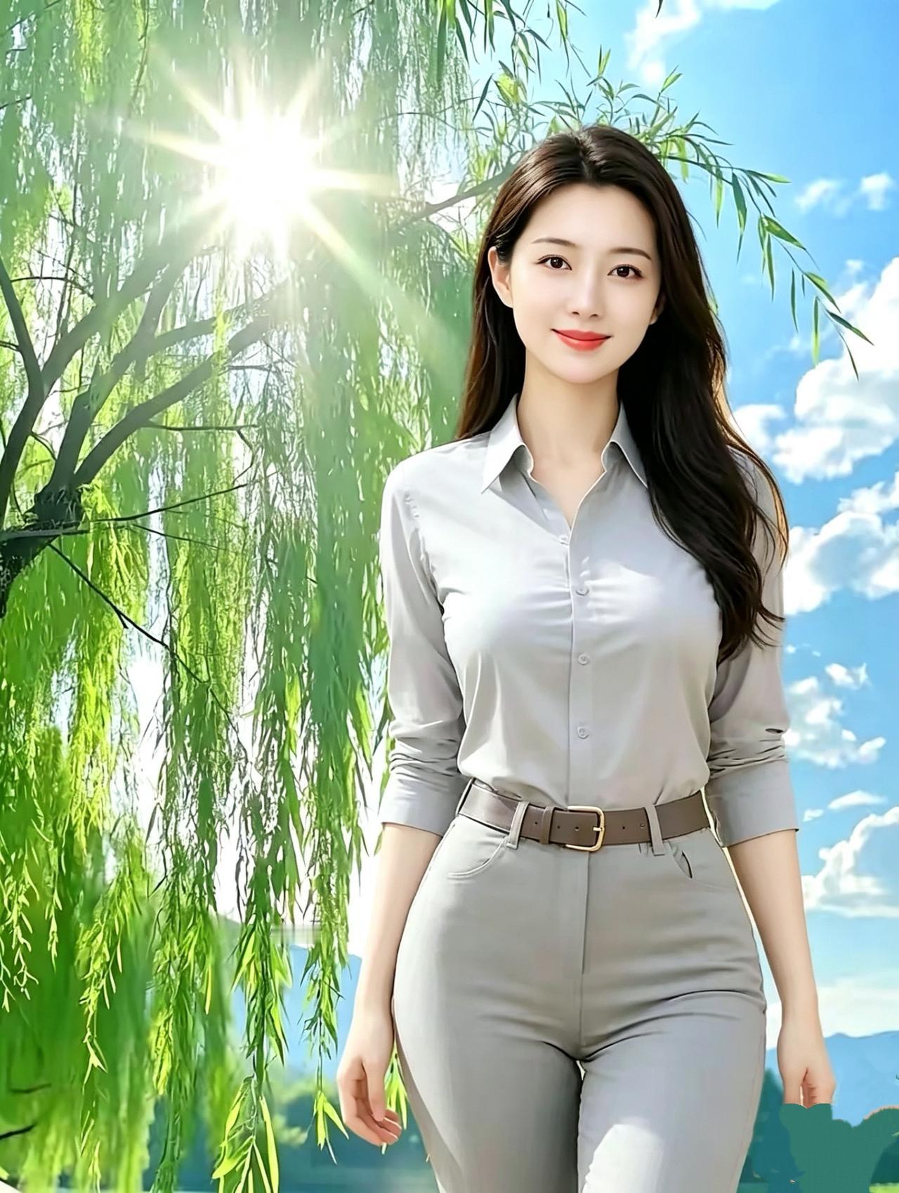 谷雨漫步柳丝垂岸晓光柔，缓步晴川意未休。风挽鬓边春欲尽，波摇衣底水空流。