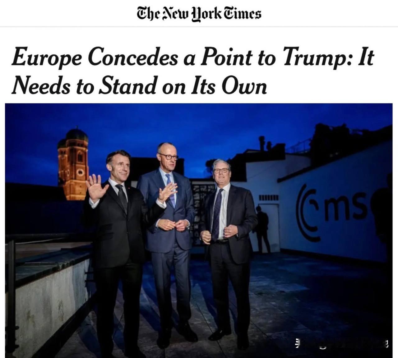 在慕尼黑安全会议上，欧洲领导人宣布旧的跨大西洋秩序已不可逆转地终结。欧洲对美国作