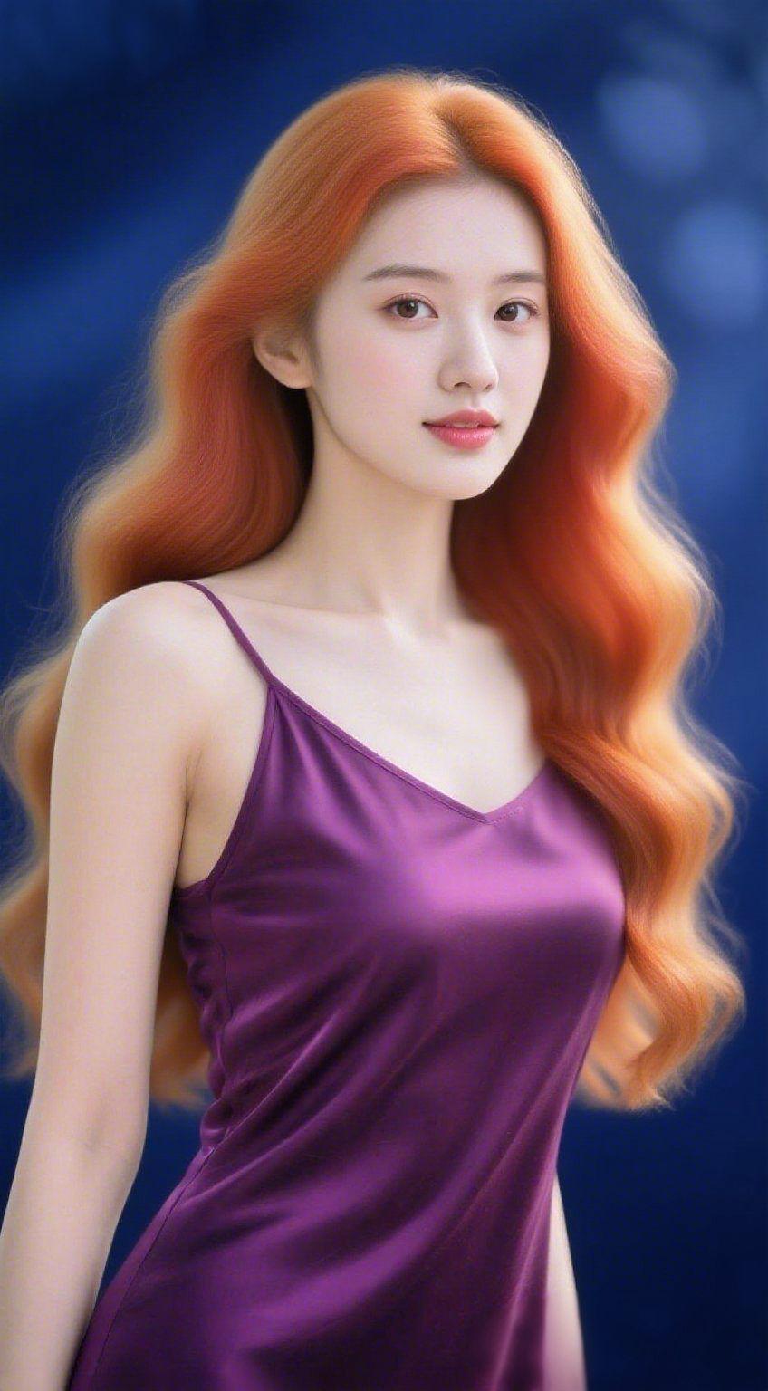 时光清浅，安然自洽光影轻洒，紫衣温婉雅致，气质沉静从容。发丝柔和，眉眼恬淡