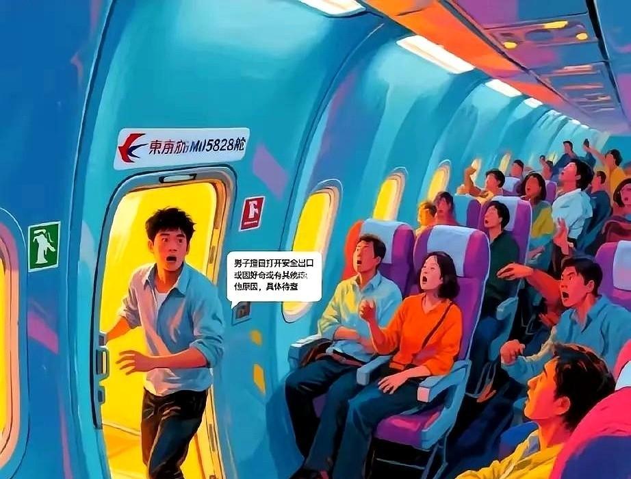 5月11日，东航MU5828航，飞机刚在昆明长水机场落地，一名男子突然起身，在所
