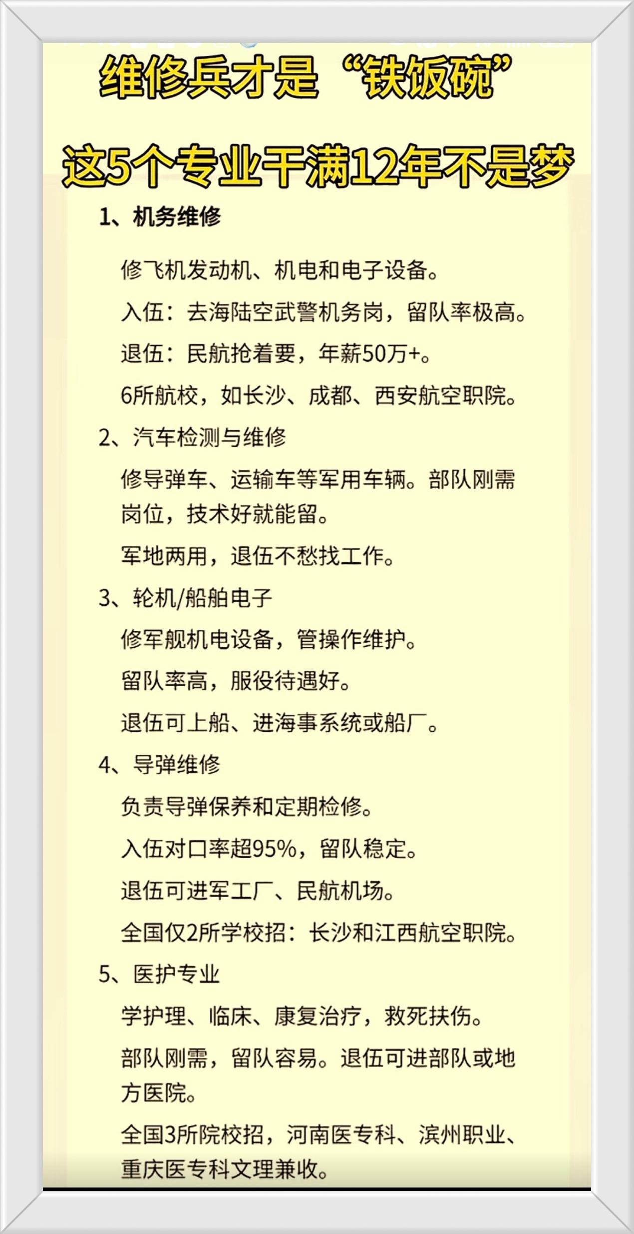 定向军士选什么专业容易干满12年