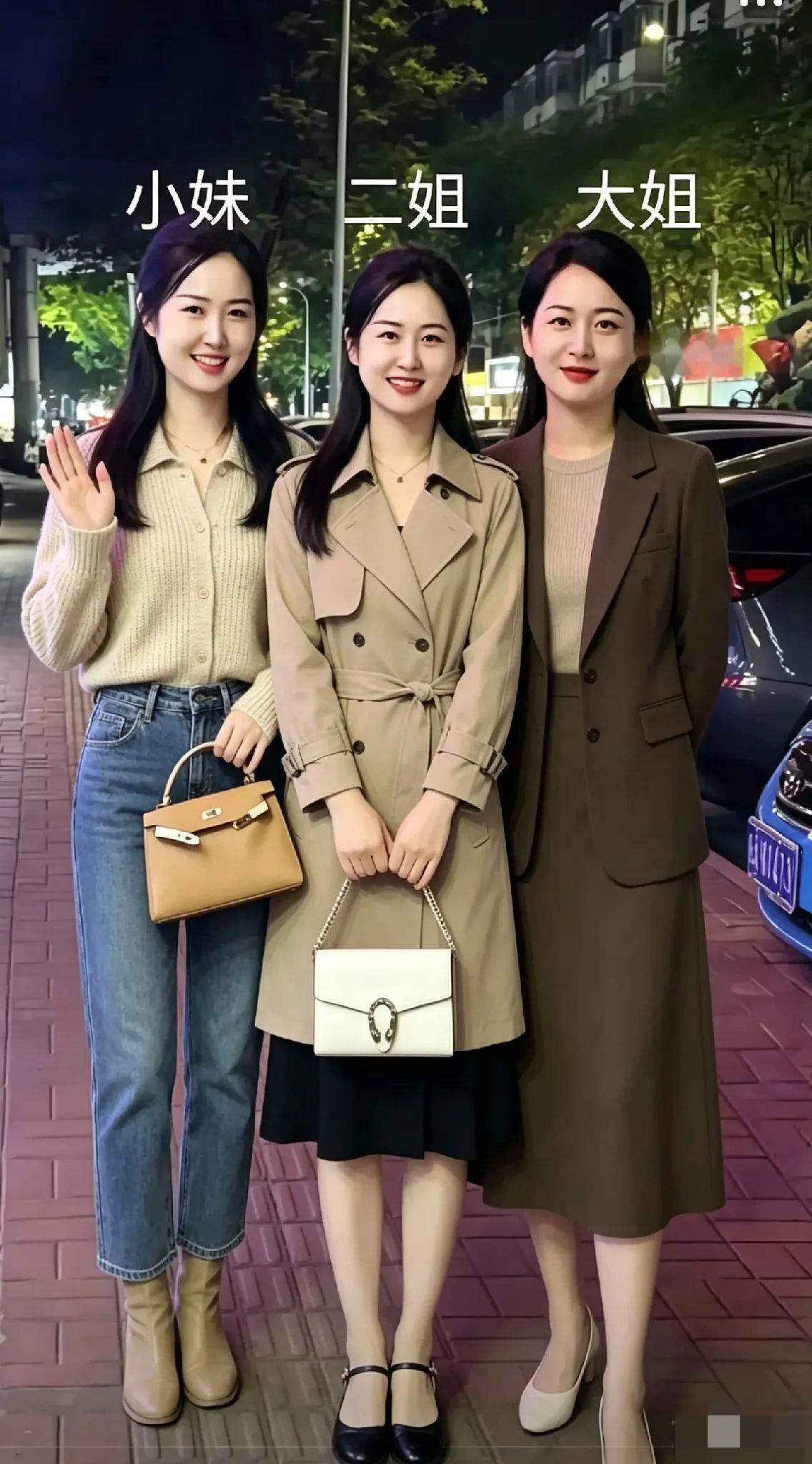 我偏爱大姐那份成熟稳当，端方大气，出尘的气质格外动人，小妹笑得最为敞亮开怀，二姐