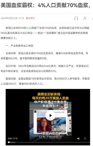 美国给世界做了血淋淋的贡献美国人口只占全球的4%左右，却供应了全球约70%的