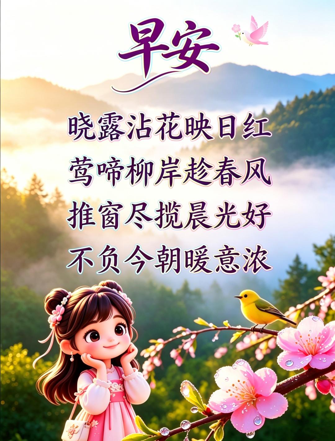 周二晨光暖，福气满人间。愿你平安喜乐，好运连绵不断。顺遂无虞每一天，早安，笑容更