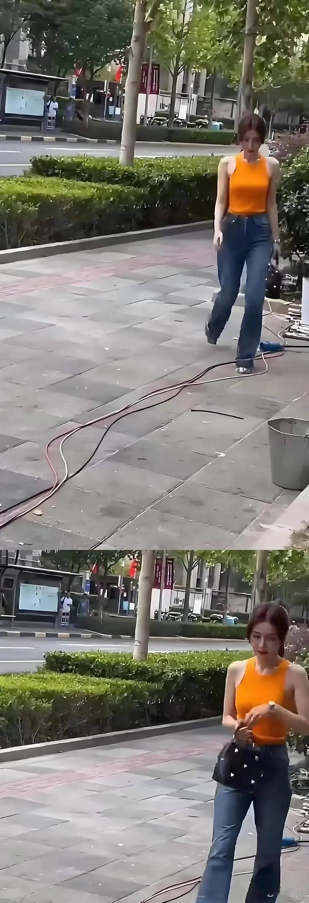 大街上偶遇秦岚，身材颜值杠杠滴，魏大勋有福啦