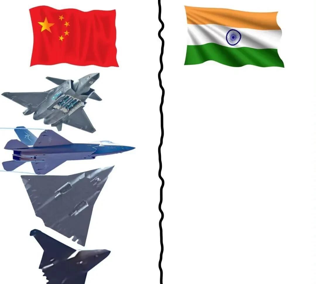 这是中印两国先进战斗机的对比，我们看到目前中国空军已经装备了两种五代机j，歼20